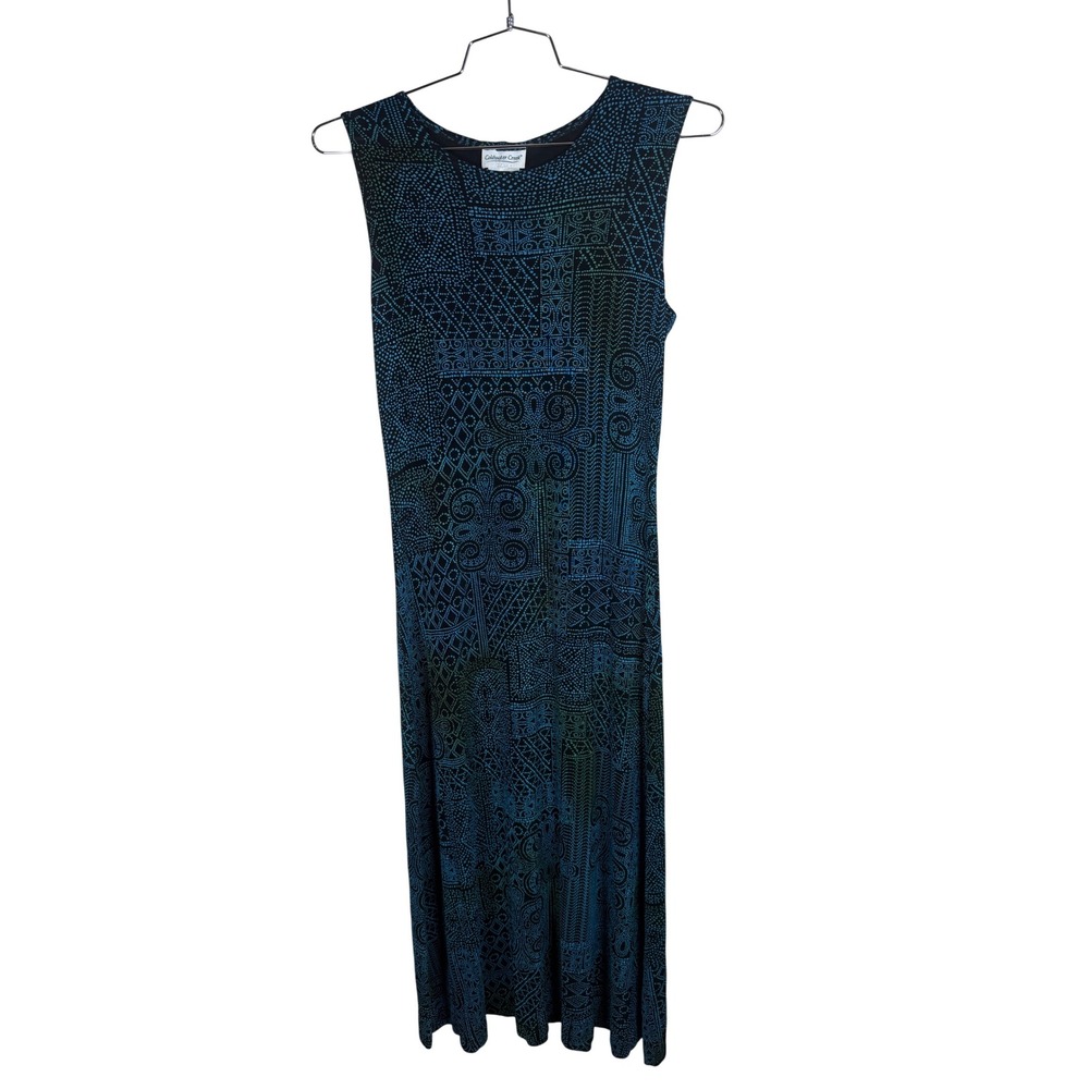 Vintage Coldwater Creek Blue Teal Sleeveless Maxi Dress Size Small